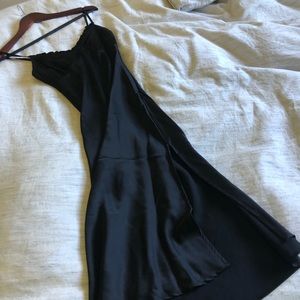 Sexy silky black evening dress